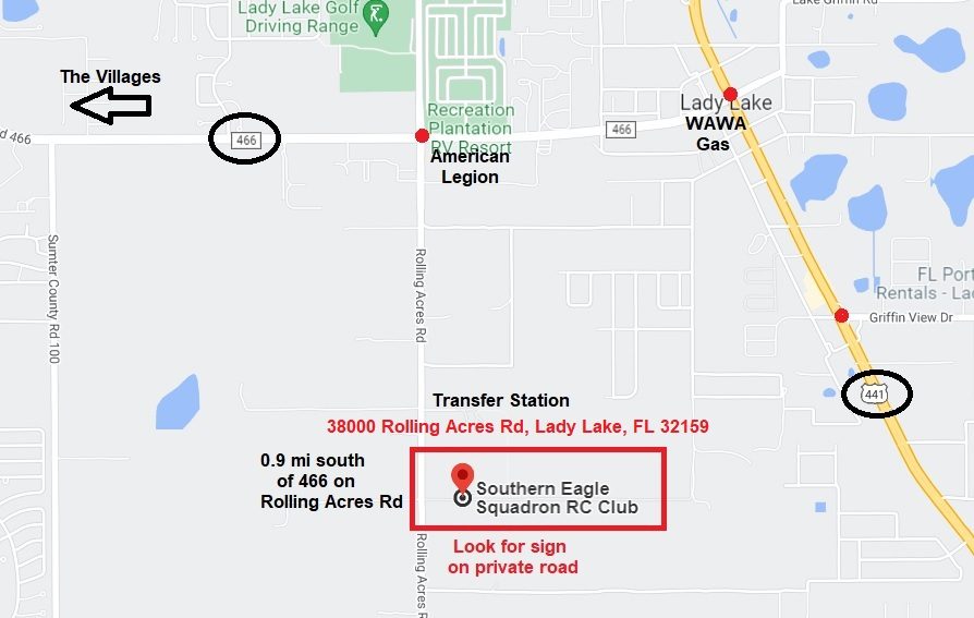 Map to Southern Eagle Squadron 38000 Rolling Acres Rd, Lady Lake, FL 32159